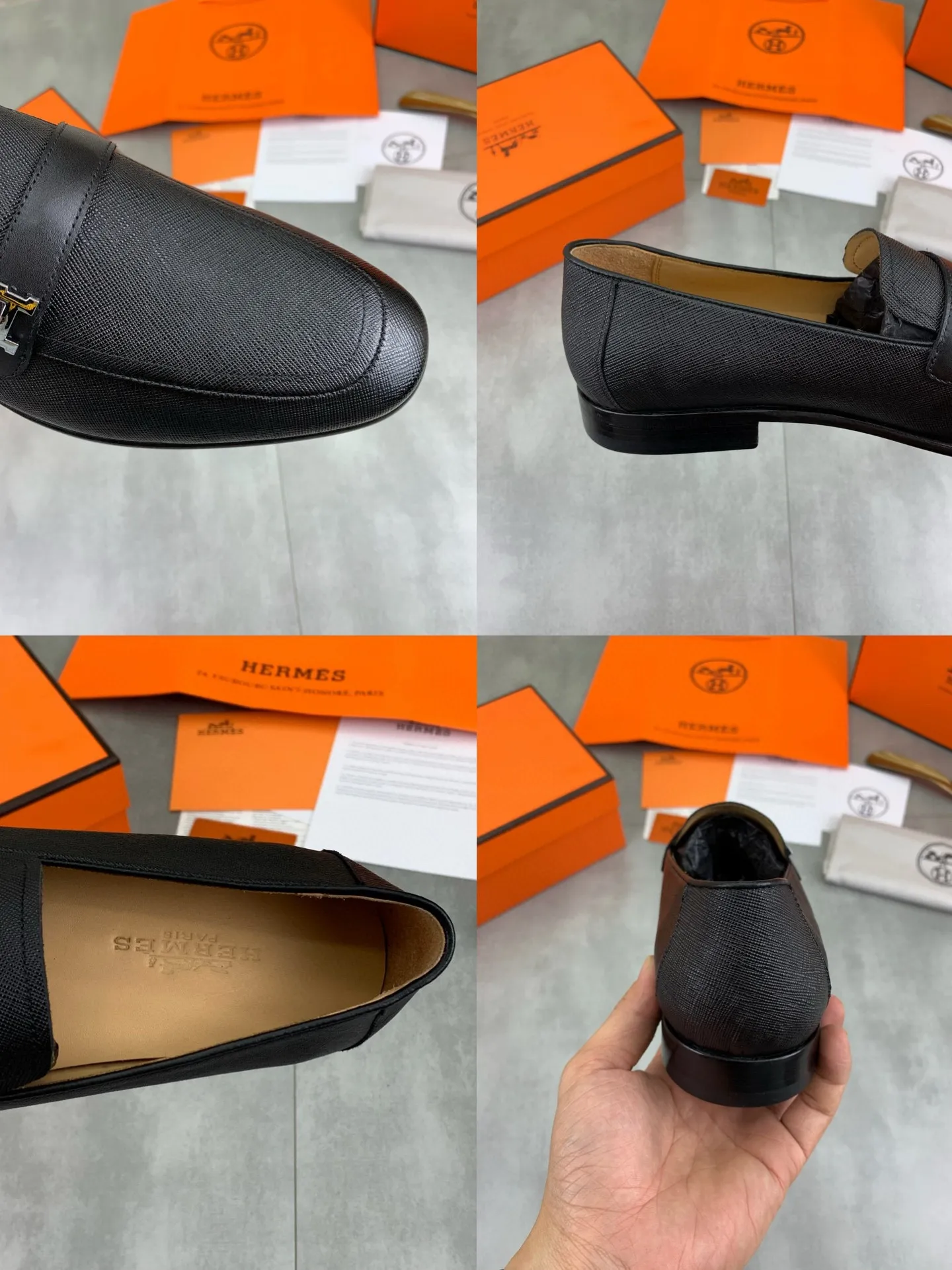 Factory price P960 💰Top version 💎💎💎 Original leather outsole Brand: Hermès (Hermès) Standard code: Men's size 39-44 (38, 45 can be customized) Grade: Same as the official website Original quality materials: Original soft calfskin Water-dyed cowhide lining Original Italian leather outsole Style categories: Men's fashion Formal casual leather shoes Slip-on men's shoes series Young fashion European and American trends, British style, colors: multiple options, counter packaging